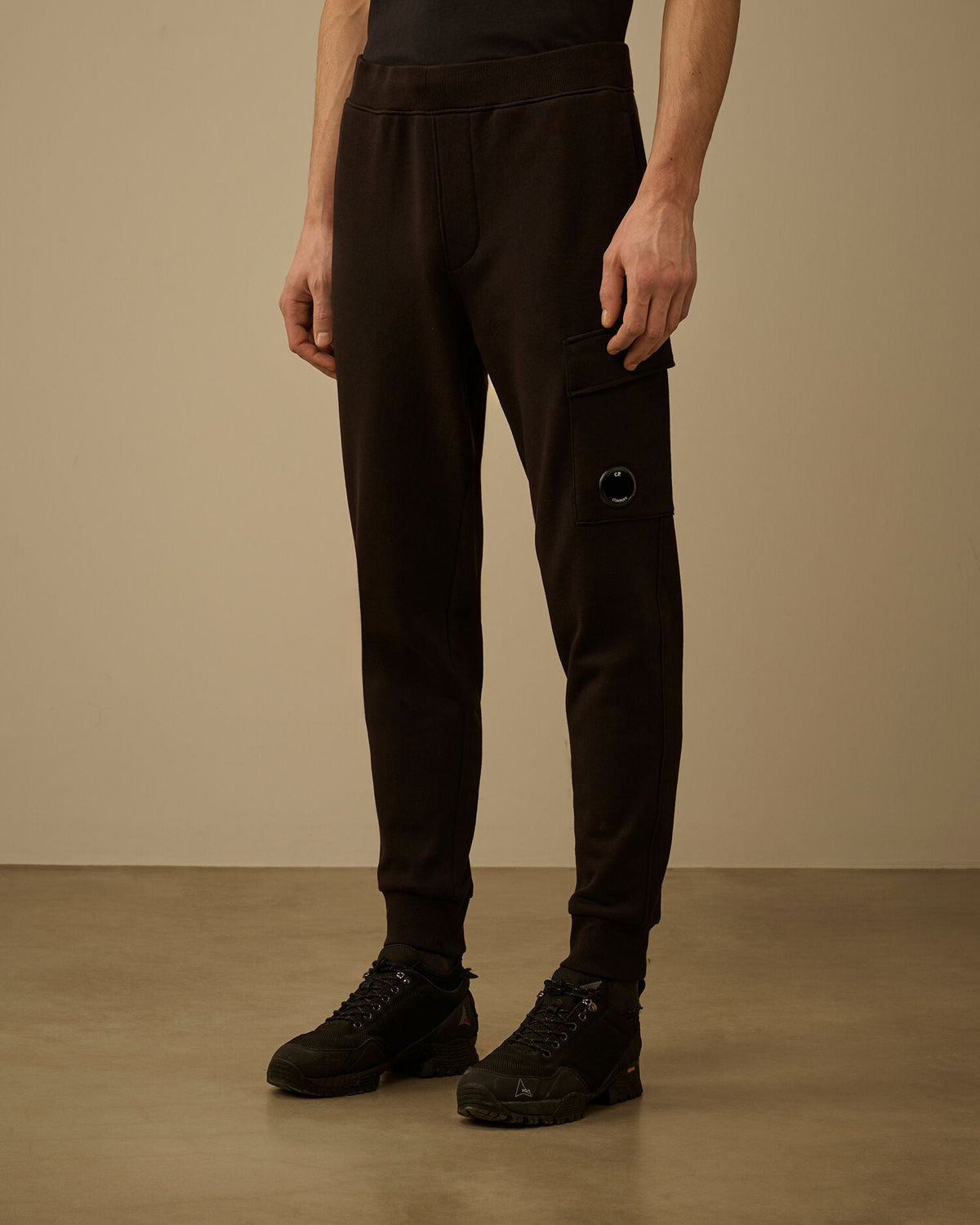 C.P. Company Diagonal Raised Fleece Lens Sweatpants in Black