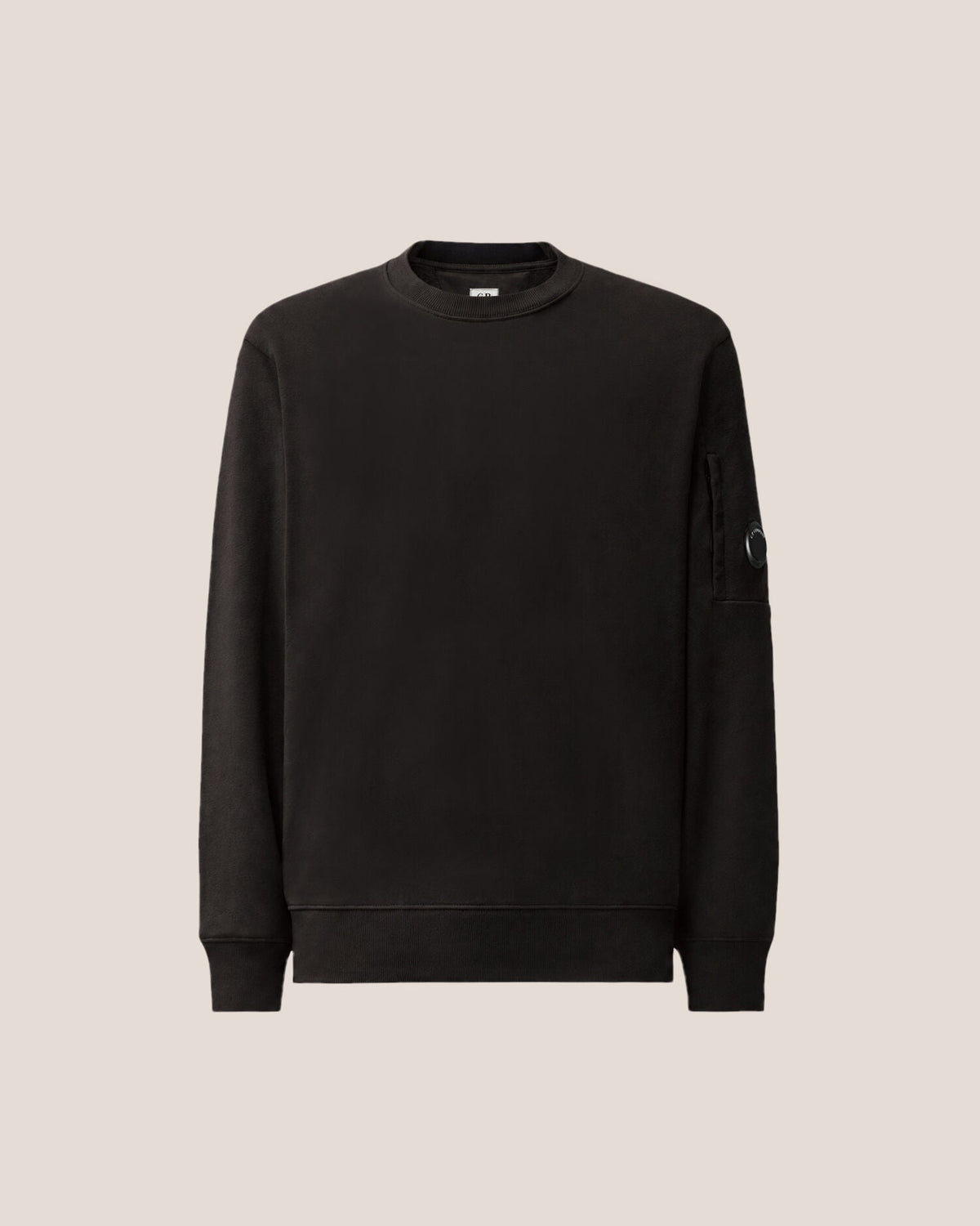 C.P. Company Diagonal Raised Fleece Crewneck Lens Sweatshirt in Black