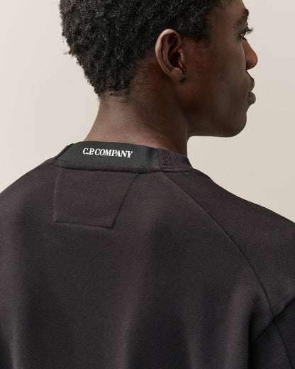 C.P. Company Diagonal Raised Fleece Crewneck Lens Sweatshirt in Black