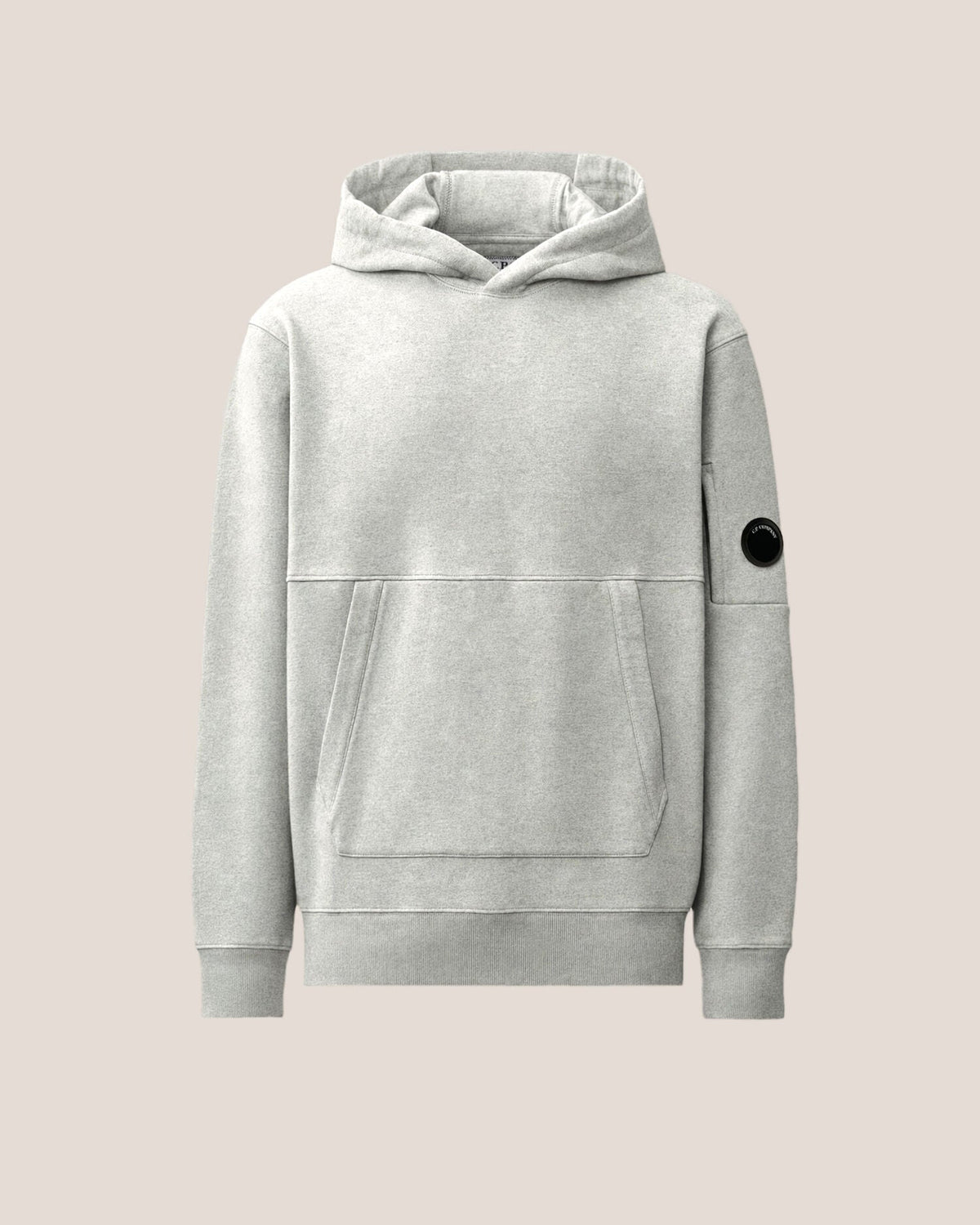 C.P. Company Diagonal Raised Fleece Lens Hoodie in Grey Melange