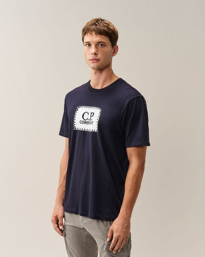 C.P. Company Stitch Block Logo T-Shirt in Navy