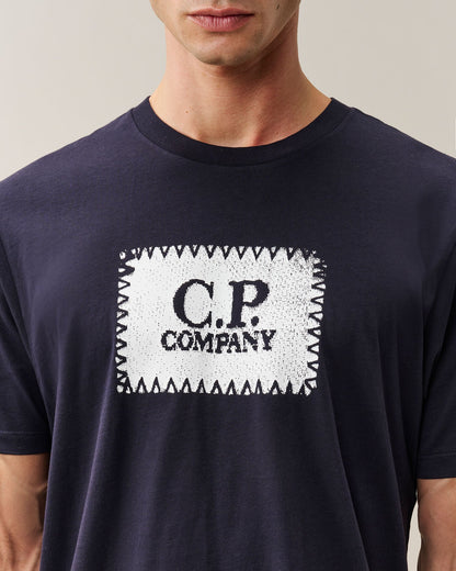 C.P. Company Stitch Block Logo T-Shirt in Navy