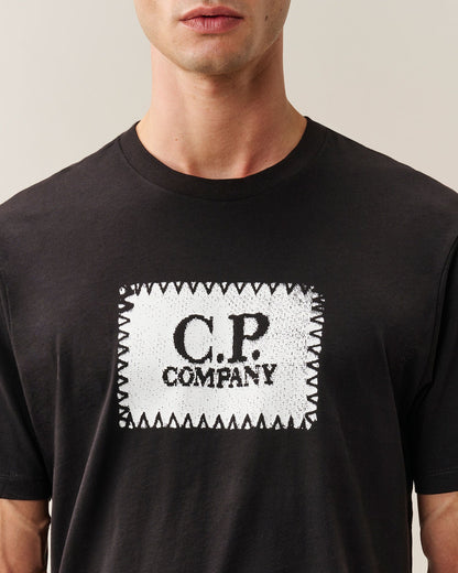 C.P. Company Stitch Block Logo T-Shirt in Black