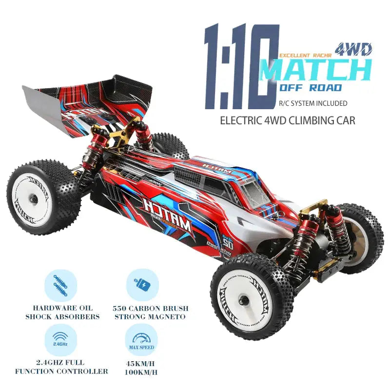 Wltoys 104001 1/10 4WD Brushed RC Car 45km/h Metal Chassis Alloy Off-Road Racing RTR