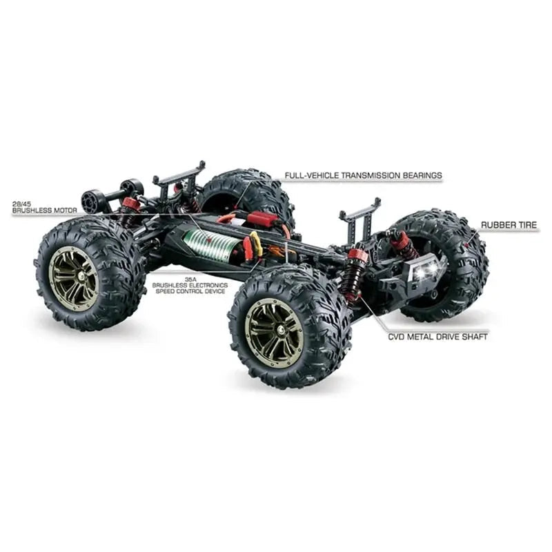 RC Car XLH Q90/9135 1:16 2.4G 4WD 52km/h High Speed Brushless Motor Off-Road RC Car LED Light RTR Car