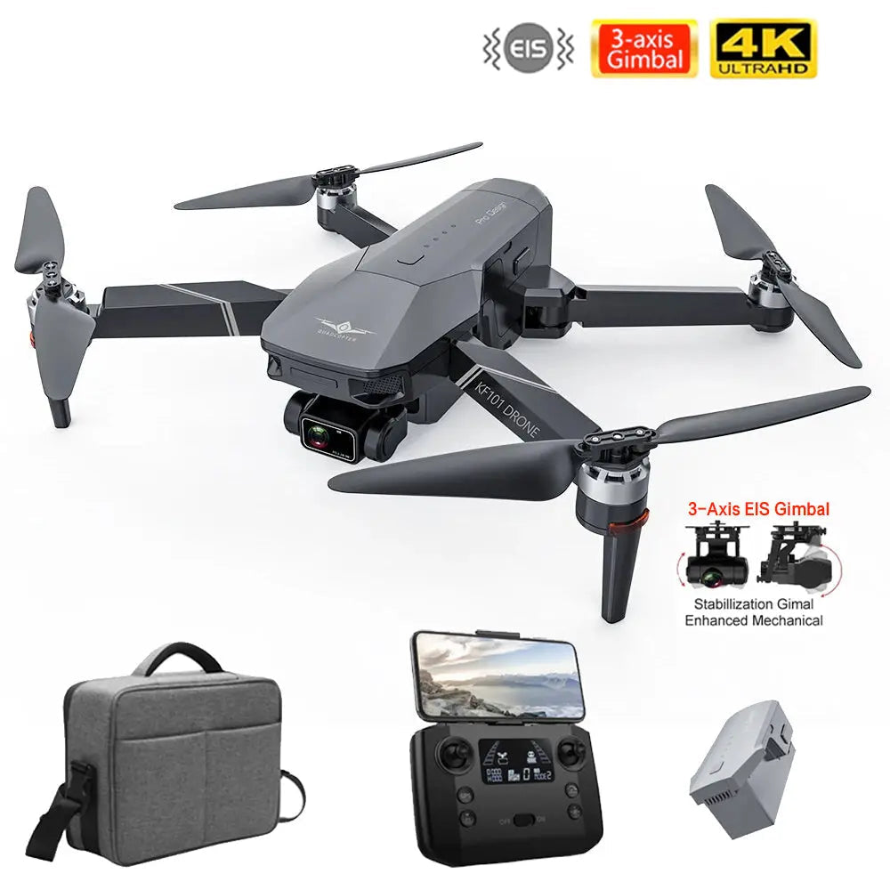 KF101 GPS 4K Drone with 3-Axis EIS Gimbal, 5G WiFi, Foldable