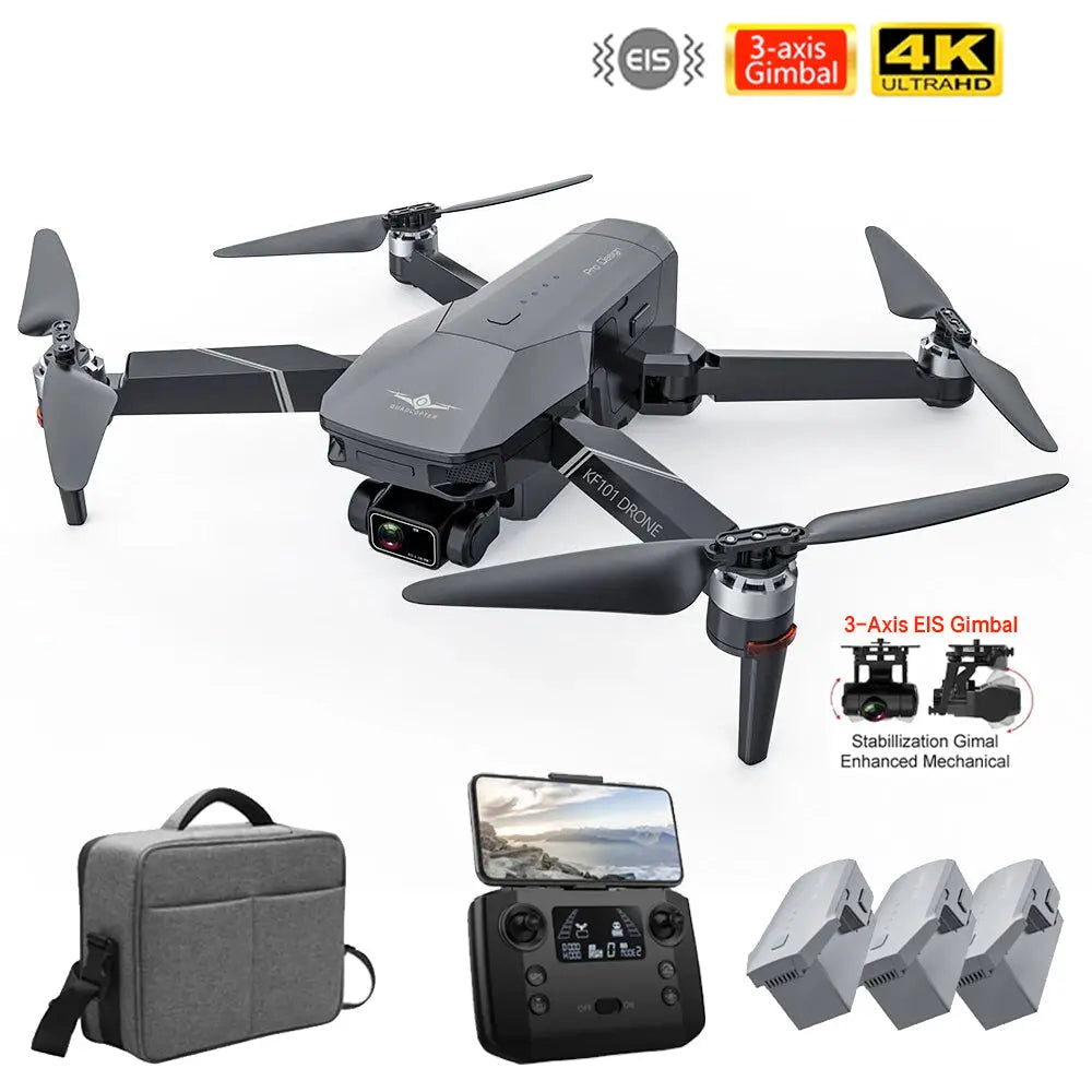 KF101 GPS 4K Drone with 3-Axis EIS Gimbal, 5G WiFi, Foldable