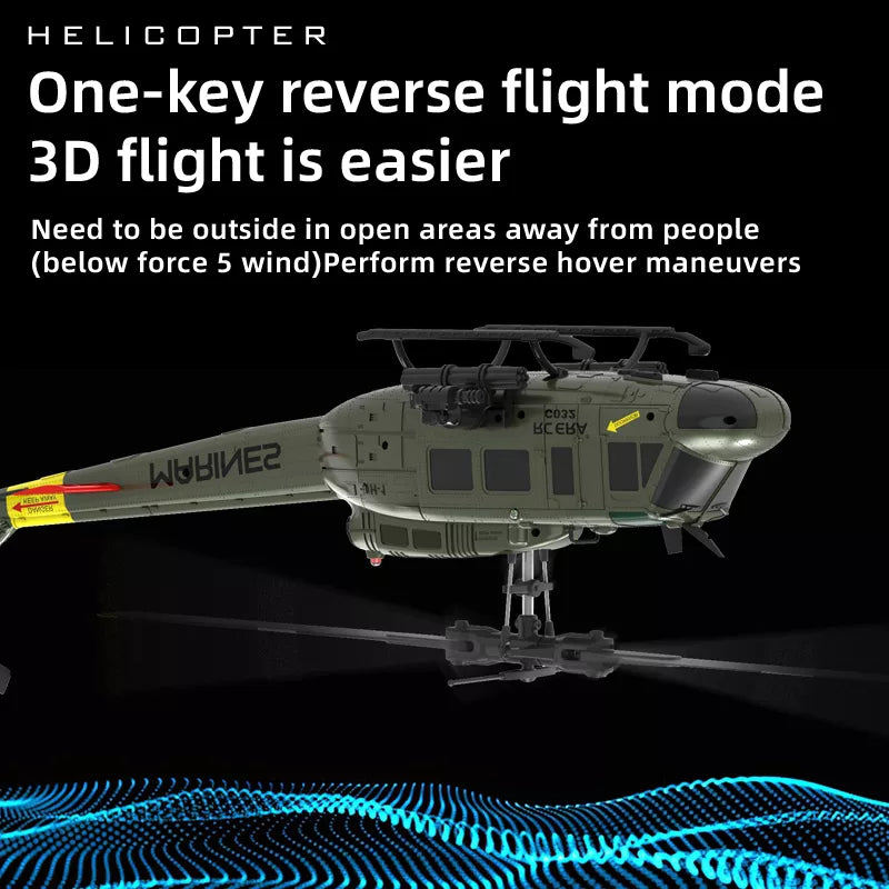 RCERA C032 UH-1 6CH 6-Axis Gyro TOF Laser Radar Optical Flow Positioning Aerobatic Stunt RC Helicopter for Adults RTF