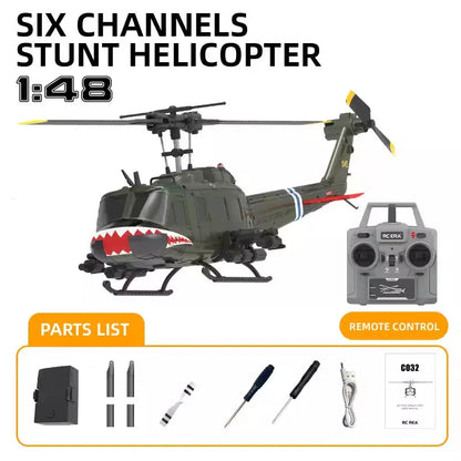 RCERA C032 UH-1 6CH 6-Axis Gyro TOF Laser Radar Optical Flow Positioning Aerobatic Stunt RC Helicopter for Adults RTF