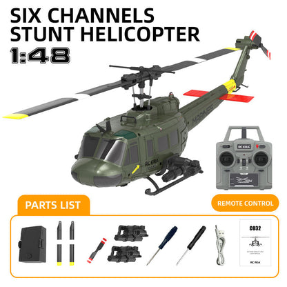 RCERA C032 UH-1 6CH 6-Axis Gyro TOF Laser Radar Optical Flow Positioning Aerobatic Stunt RC Helicopter for Adults RTF