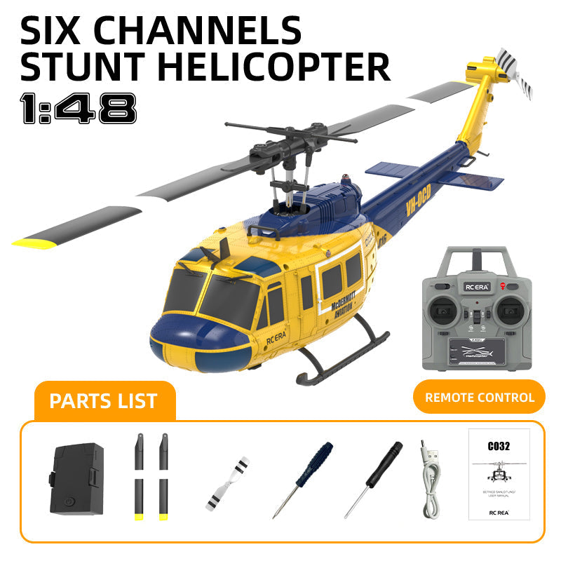 RCERA C032 UH-1 6CH 6-Axis Gyro TOF Laser Radar Optical Flow Positioning Aerobatic Stunt RC Helicopter for Adults RTF