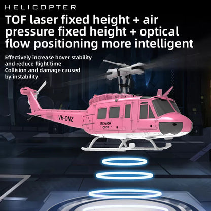 RCERA C032 UH-1 6CH 6-Axis Gyro TOF Laser Radar Optical Flow Positioning Aerobatic Stunt RC Helicopter for Adults RTF
