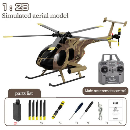 RCERA C189 MD500 Bird 1:28 Scale Dual Brushless 6-Axis Gyro Barometric Altitude Hold Simulation RC Helicopter RTF