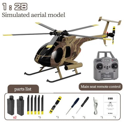 RCERA C189 MD500 Bird 1:28 Scale Dual Brushless 6-Axis Gyro Barometric Altitude Hold Simulation RC Helicopter RTF