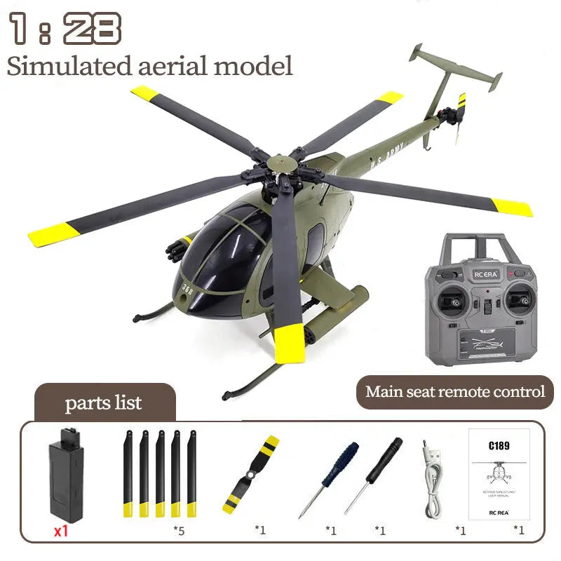 RCERA C189 MD500 Bird 1:28 Scale Dual Brushless 6-Axis Gyro Barometric Altitude Hold Simulation RC Helicopter RTF
