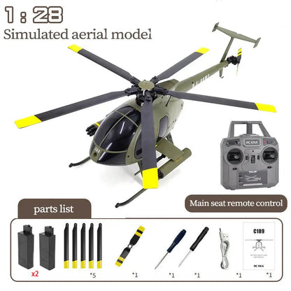 RCERA C189 MD500 Bird 1:28 Scale Dual Brushless 6-Axis Gyro Barometric Altitude Hold Simulation RC Helicopter RTF