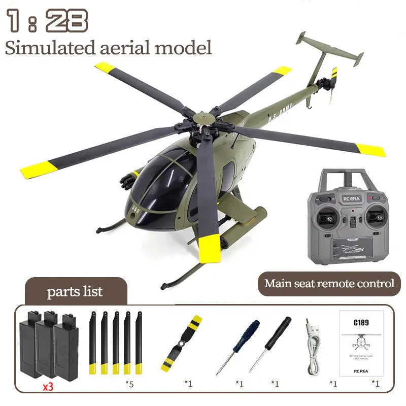 RCERA C189 MD500 Bird 1:28 Scale Dual Brushless 6-Axis Gyro Barometric Altitude Hold Simulation RC Helicopter RTF