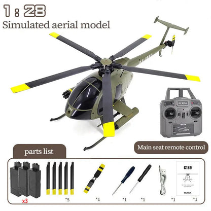 RCERA C189 MD500 Bird 1:28 Scale Dual Brushless 6-Axis Gyro Barometric Altitude Hold Simulation RC Helicopter RTF