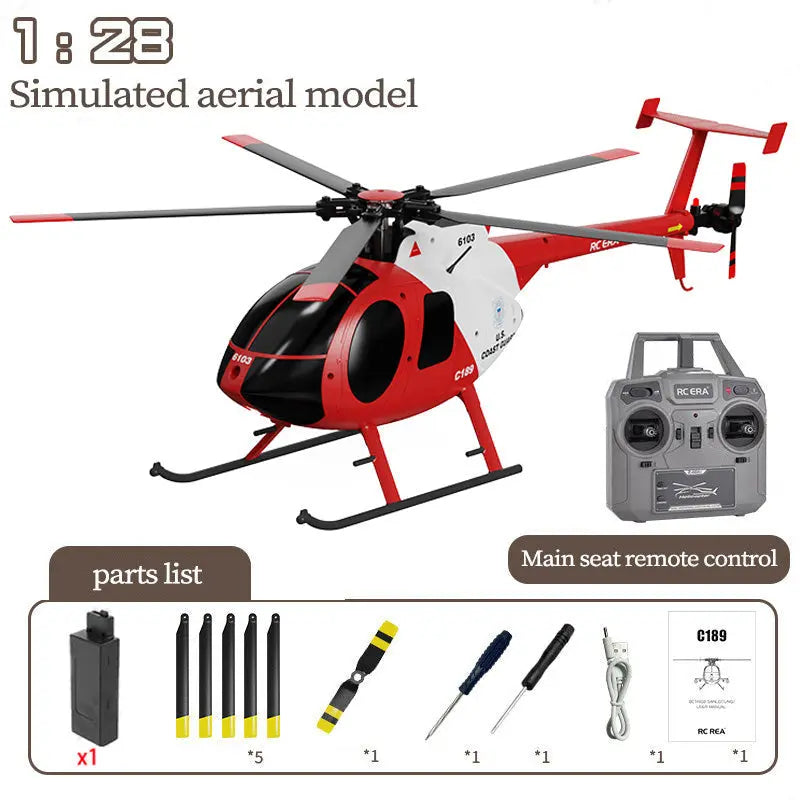 RCERA C189 MD500 Bird 1:28 Scale Dual Brushless 6-Axis Gyro Barometric Altitude Hold Simulation RC Helicopter RTF
