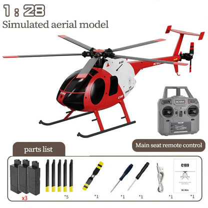 RCERA C189 MD500 Bird 1:28 Scale Dual Brushless 6-Axis Gyro Barometric Altitude Hold Simulation RC Helicopter RTF