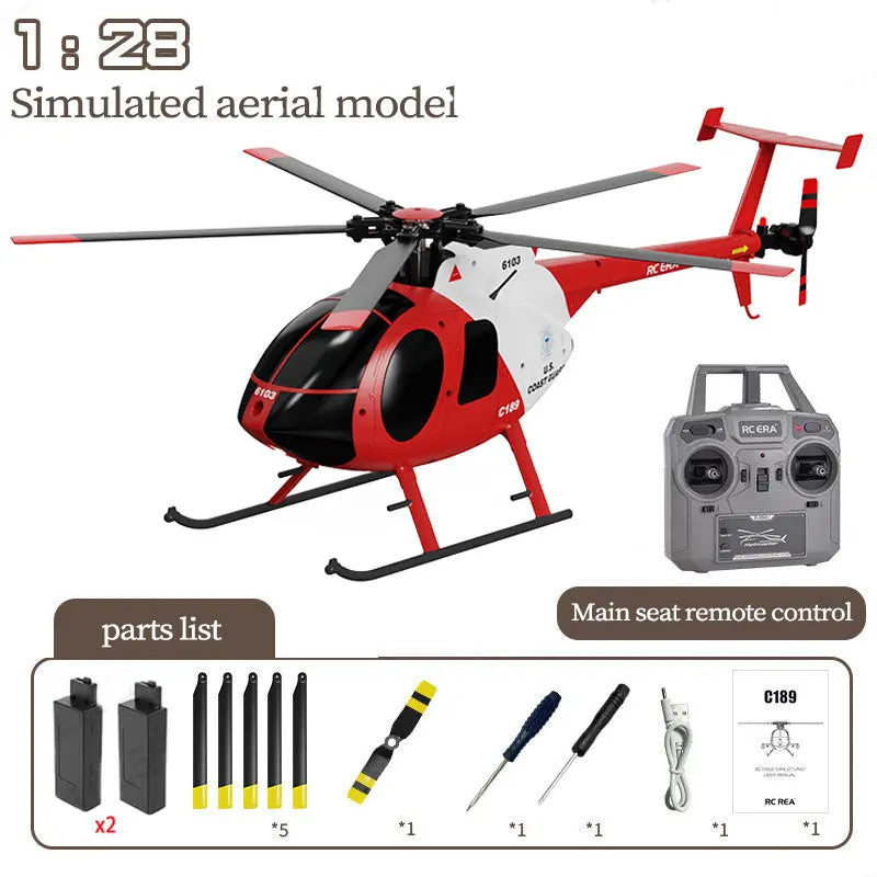 RCERA C189 MD500 Bird 1:28 Scale Dual Brushless 6-Axis Gyro Barometric Altitude Hold Simulation RC Helicopter RTF