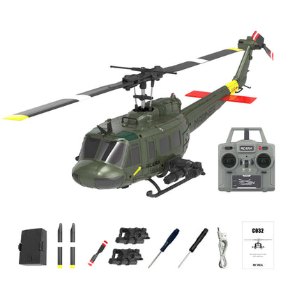 RCERA C032 UH-1 6CH 6-Axis Gyro TOF Laser Radar Optical Flow Positioning Aerobatic Stunt RC Helicopter for Adults RTF