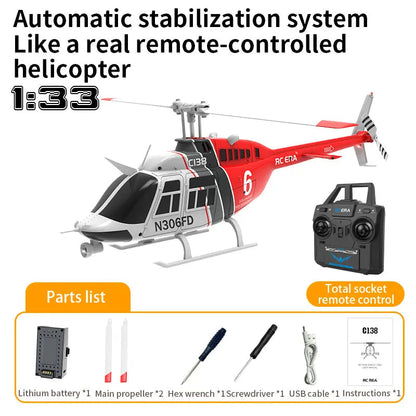 RC ERA C138 Remote Controlled Helicopter 1/33 Scale 6-Channel 2.4G Simulation RC Bell 206 Model Aircraft Perfect Children's Toy RTF