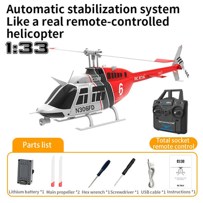 RC ERA C138 Remote Controlled Helicopter 1/33 Scale 6-Channel 2.4G Simulation RC Bell 206 Model Aircraft Perfect Children's Toy RTF