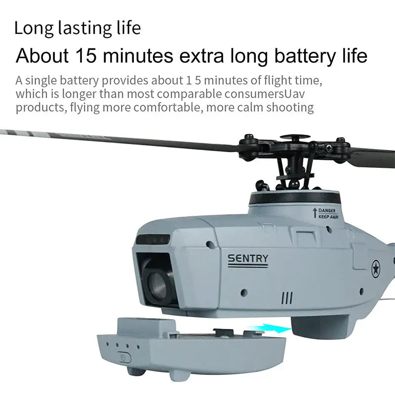 RCERA C127 2.4G 4CH 6-Axis Gyro Altitude Hold Optical Flow Flybarless Sentry RC Helicopter RTF