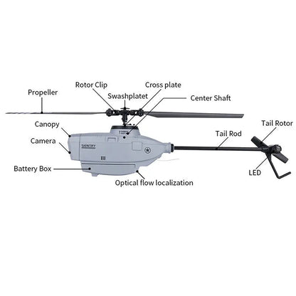 RCERA C127 2.4G 4CH 6-Axis Gyro Altitude Hold Optical Flow Flybarless Sentry RC Helicopter RTF