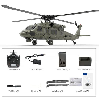 YUXIANG UH60 Black Hawk F09 1:47 Scale 6-Axis Gyroscope 6CH Brushless Flybarless 6G/3D Aerobatic Professional RC Helicopter
