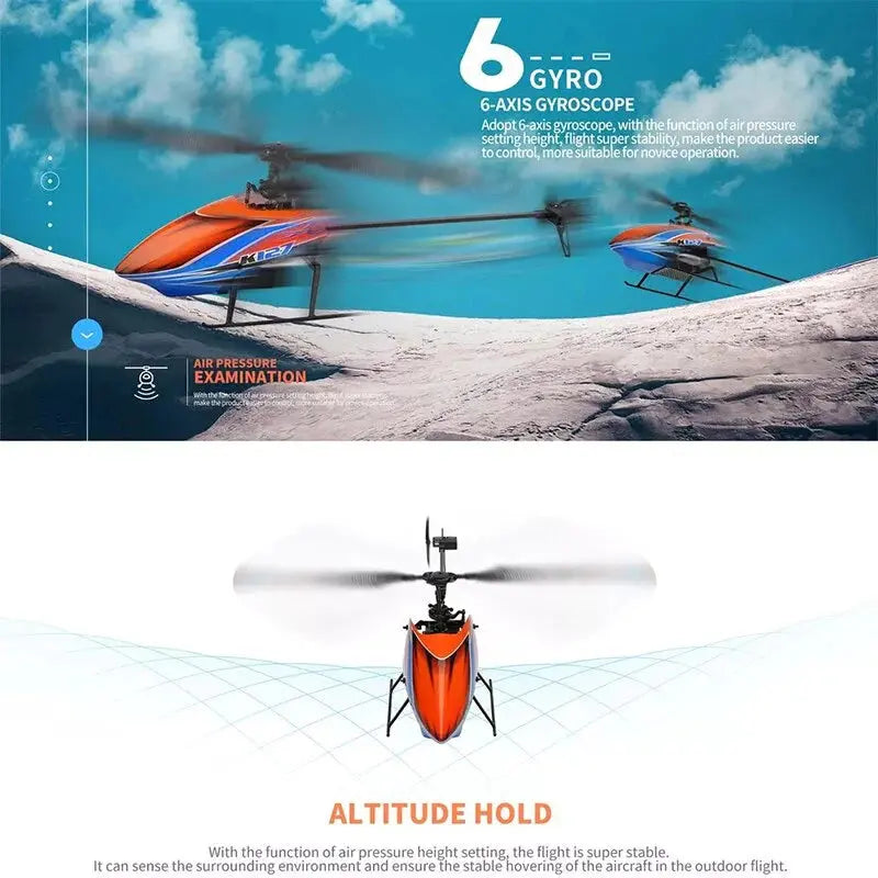 WLtoys K127 2.4G 4CH RC Helicopter 6-Axis Gyroscope Single Blade Propeller Kids Toy RTF