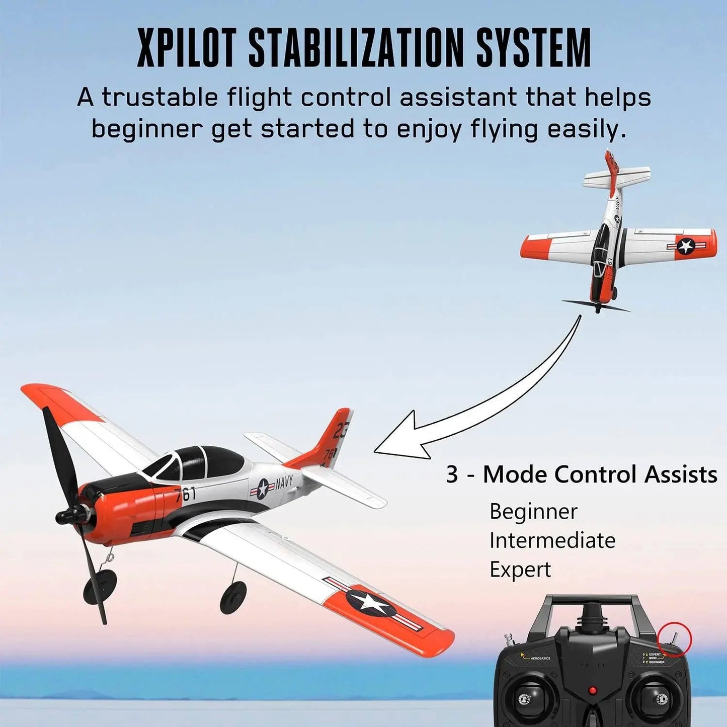 RC Plane Volantex T28 2.4GHz 4CH 6-Axis One Key U-Turn Aerobatic Xpilot Stabilization System Plane Toy