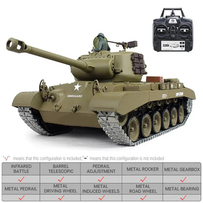 RC Tank Heng Long 3838 M26 1/16 Pershing US Army Snow Leopard Battle Tank Upgrade Metal RC Tank toys