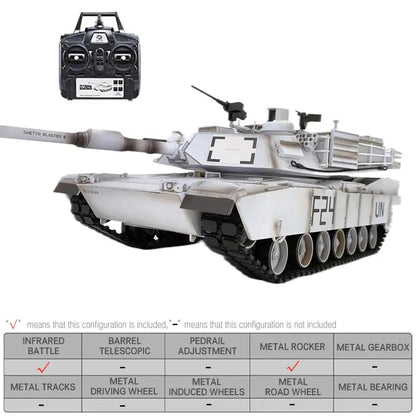 Heng Long 3918-1 US Abrams M1A2 UN White Custom 1/16 Scale 2.4G RC Battle Tank RTR