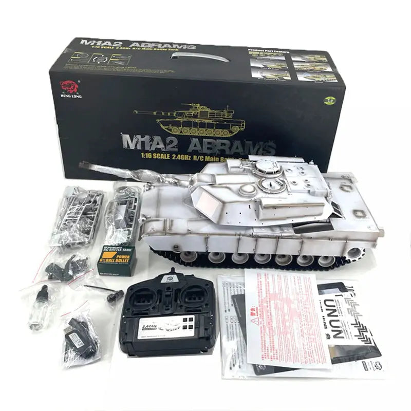 Heng Long 3918-1 US Abrams M1A2 UN White Custom 1/16 Scale 2.4G RC Battle Tank RTR
