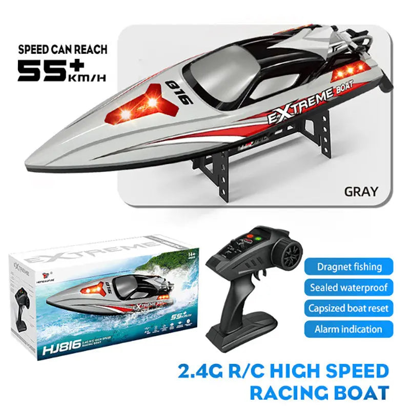 HJ816 PRO 2-in-1 Brushless RC Racing Fishing Boat Trawler 55km/h High Speed LED Speedboat RTR