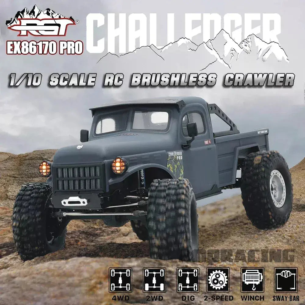 RGT EX86170 PRO Challenger 1/10 Scale 4WD Brushless RC Rock Crawler Off-Road Truck Two Speed DIG Portal Axle RTR