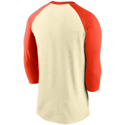 Nike San Francisco Giants Cooperstown Collection Script Tri-Blend 3/4 Sleeve Raglan T-Shirt–Cream/Orange