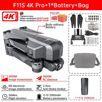 SJRC F11S/F11 4K PRO Drone 2-Axis Gimbal GPS 3KM 5G WiFi Brushless Foldable Quadcopter RTF