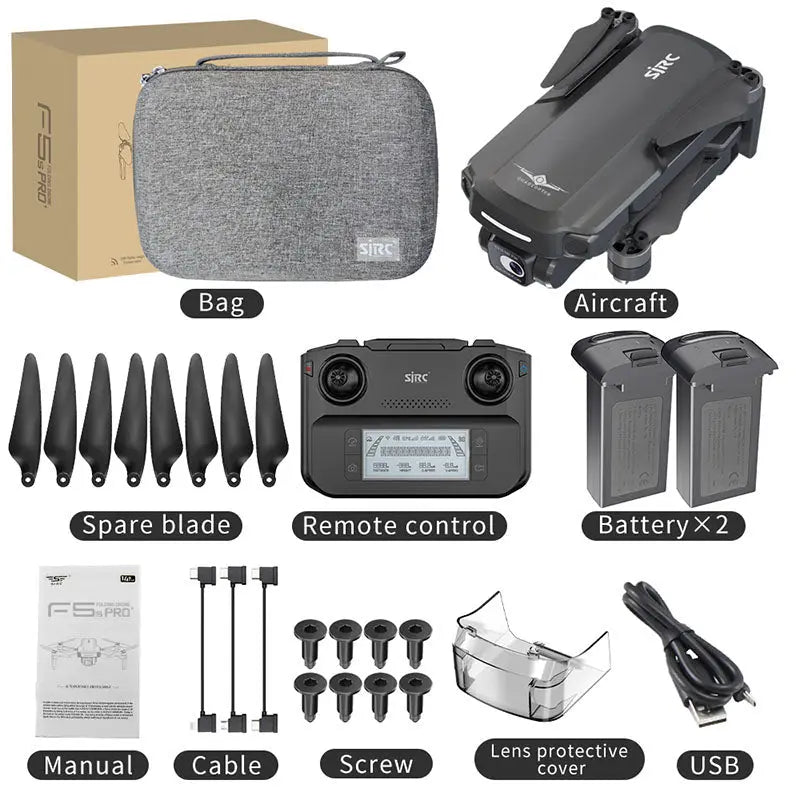SJRC F5S Pro+ 4K Drone 2-Axis Gimbal GPS 3KM 5G WiFi Brushless Foldable Quadcopter RTF