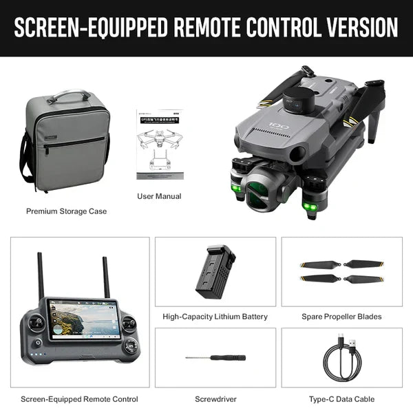SMRC WING100 8K GPS Drone – 3-Axis Gimbal, Obstacle Avoidance, 5G, Optional Screen Remote