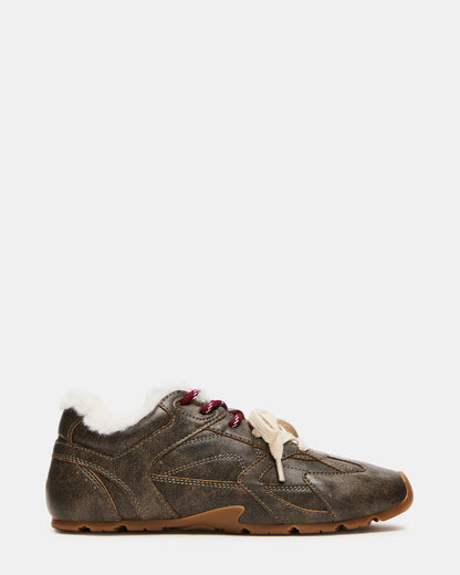 AZIEL FAUX FUR BROWN DISTRESSED