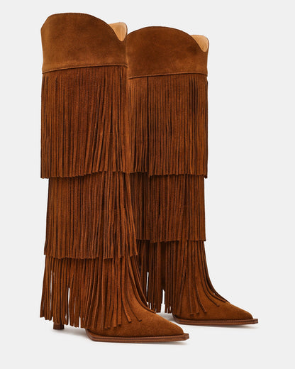 KINZEE FRINGE CHESTNUT SUEDE
