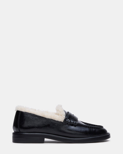 MADISON FAUX FUR BLACK LEATHER