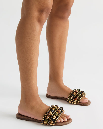 MARIKA BEADS BROWN RAFFIA
