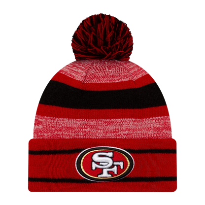 New Era San Francisco 49ers Men's Cuffed Pom Knit - Red/Black