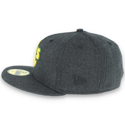 New Era 59Fifty Oakland Athletics CAP -BLACK HEATHER GOLD/ DARK GREEN