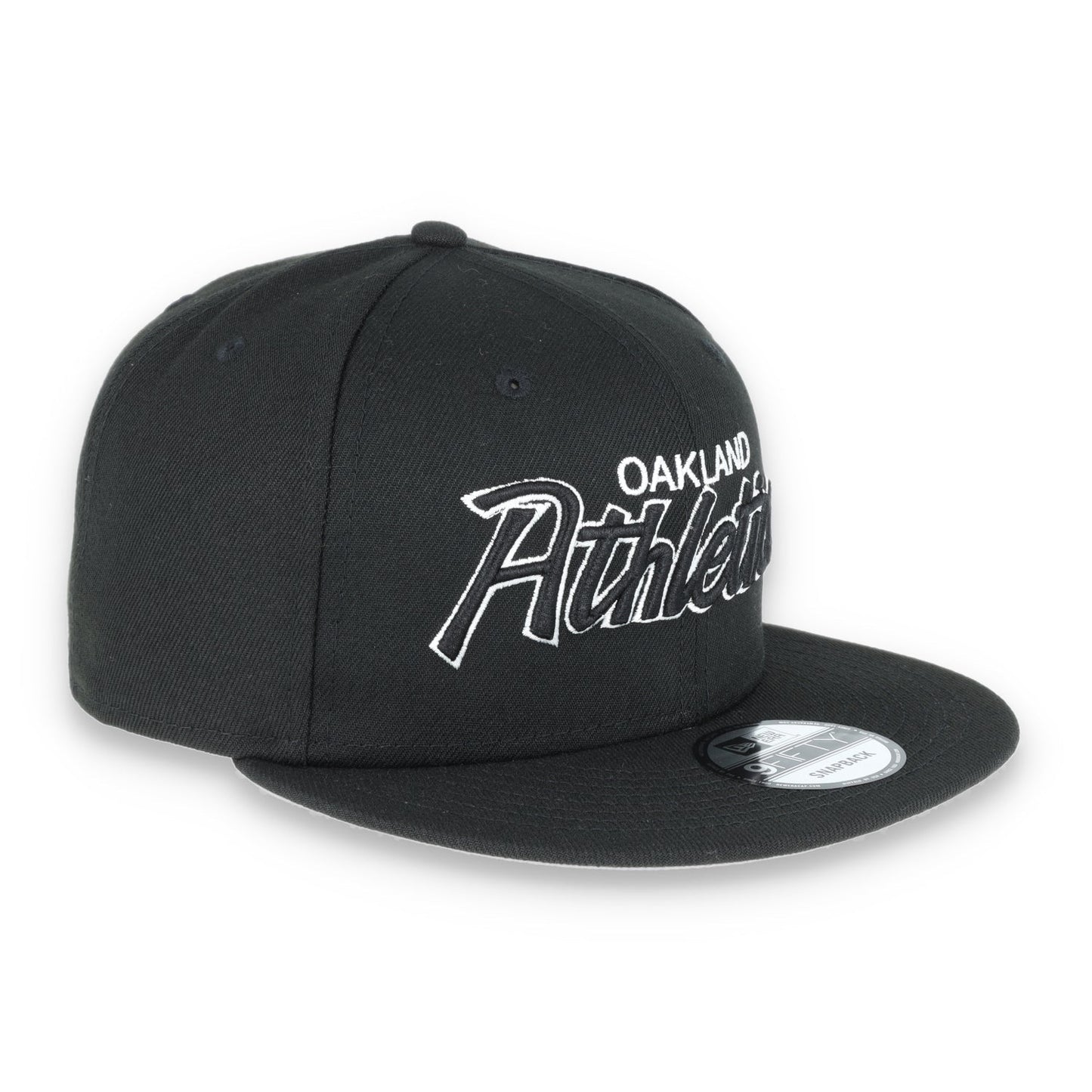 OAKLAND ATHLETICS NEW ERA SCRIPT 9FIFTY SNAPBACK-BLK/WHT