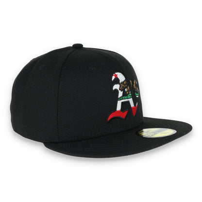 OAKLAND ATHLETICS NEW ERA CA BEAR 59FIFTY FITTED HAT-BLACK